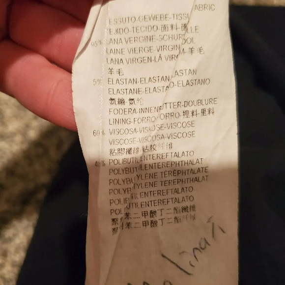 Armani Collezioni Windowpane Wool Blend Pleated Pants Navy Blue 0 - Picture 5 of 5